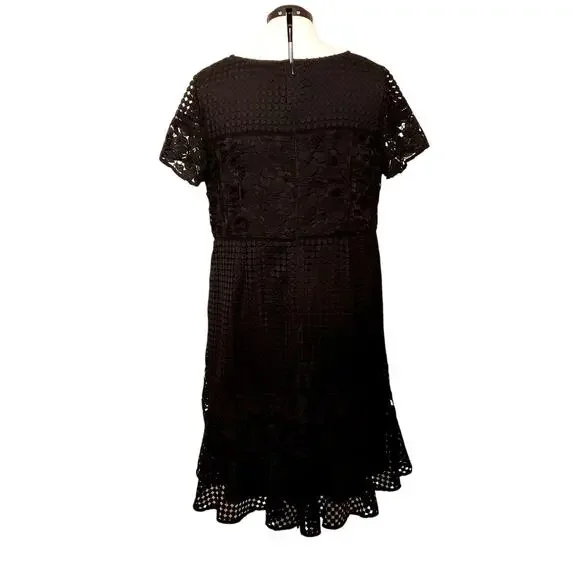 Talbot's Mixed Black Lace Fit-And-Flare Dress| SZ 16W - Picture 8 of 10